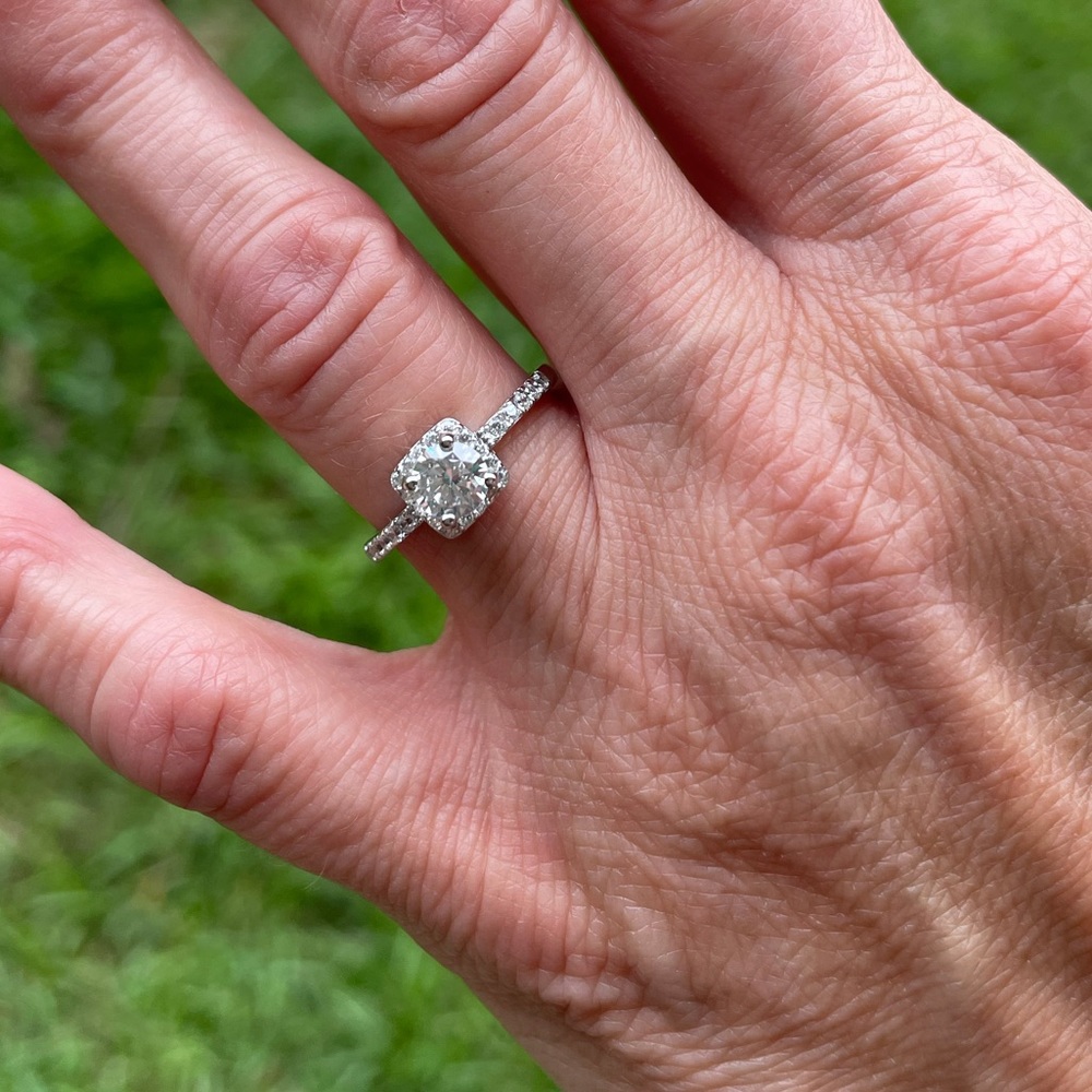 925 Sterling Silver Cushion Cut Halo Ring - Picture 2 of 3